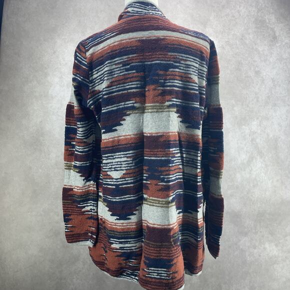 Lucky Brand Women's L Cardigan Aztec Southwestern Open Front Sweater Draped - Picture 4 of 9